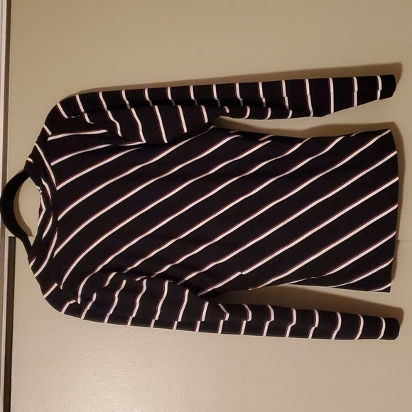 𝅺WHITE House Black Market Surplice Striped Top Sz S/P - Picture 4 of 6